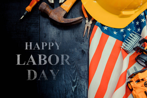 Happy labor day concept with USA frag and equipment - Fotografie, Obrázek