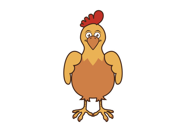 Happy chicken cartoon character. Chicken front view vector. Happy hen icon isolated on a white background. Happy chicken vector - Vector, Image