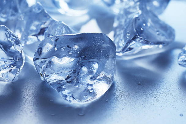 ice cubes on blue background - Fotoğraf, Görsel
