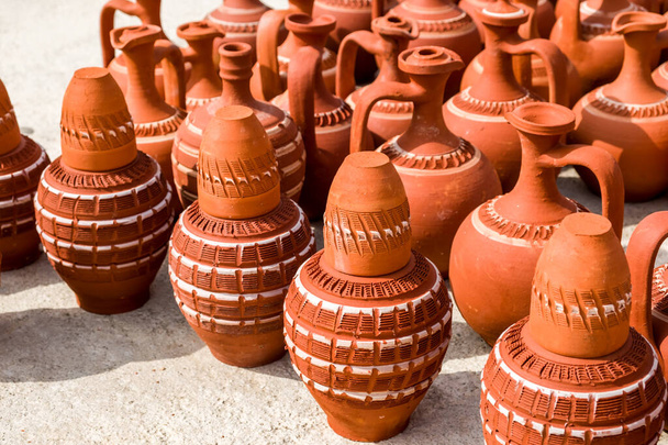 Traditional Mediterranean jugs, close up. - Fotoğraf, Görsel