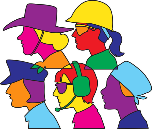 Beş kadın profesyonel profil renk bloğu grafik tasarımı, Eps 8 vektör illüstrasyonu - Vektör, Görsel