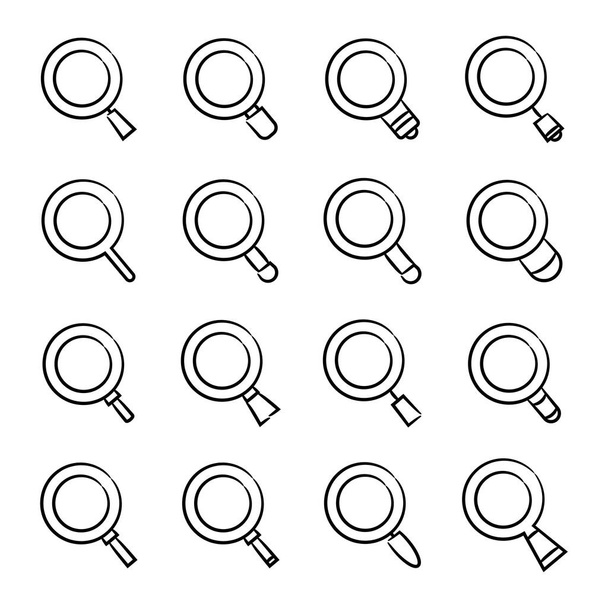 hand drawn magnifier glass icons - Vector, Image