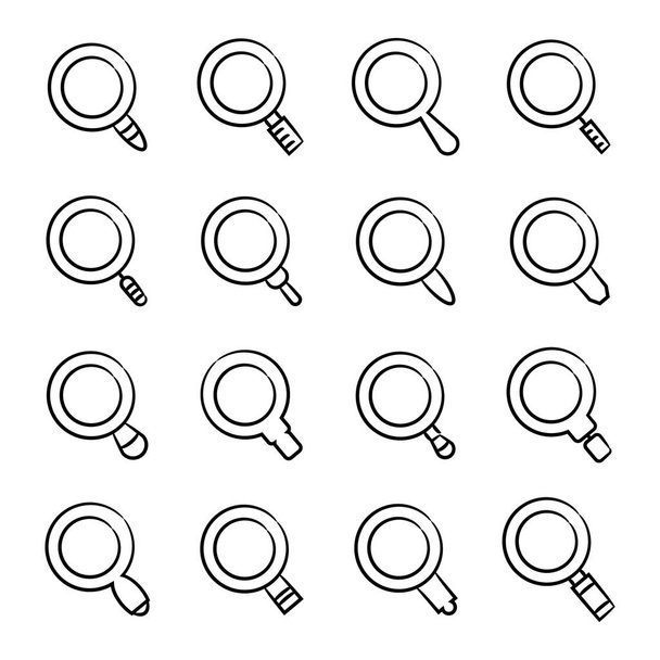 hand drawn magnifier glass icons - Vector, Image