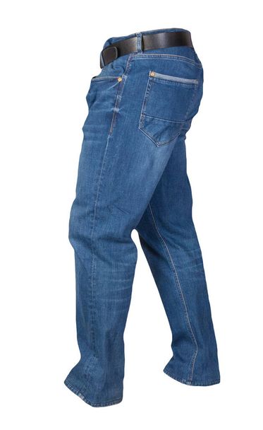 白い背景に隔離された青いジーンズ美しいカジュアルジーンズ . - 写真・画像