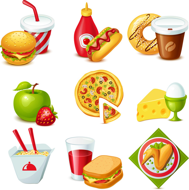 conjunto de ícone de alimentos - Vetor, Imagem