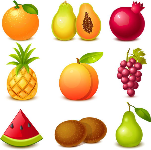 Früchteset - Vektor, Bild
