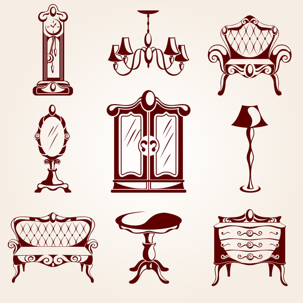 Набор иконок мебели
 - Вектор,изображение