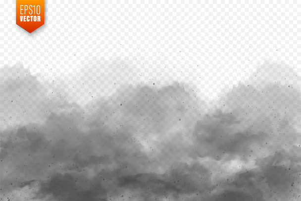 Reális porfelhők. Homokvihar. Szennyezett levegő, szmog. Vektorillusztráció. - Vektor, kép