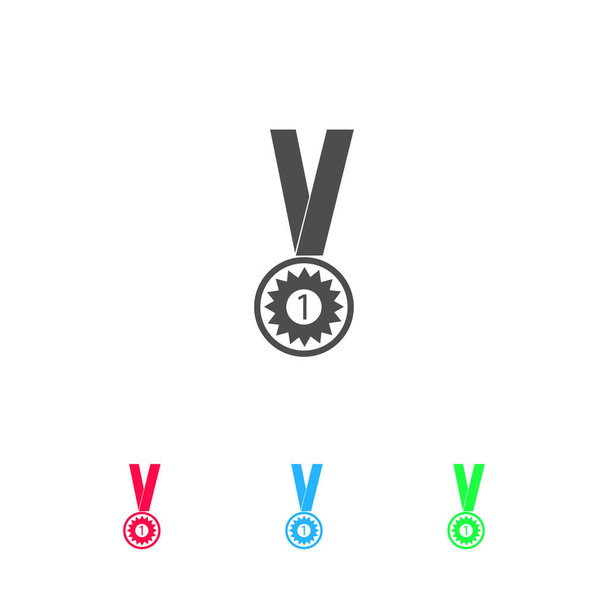 Number one medal winner icon flat. Color pictogram on white background. Vector illustration symbol and bonus icons - Vector, Image