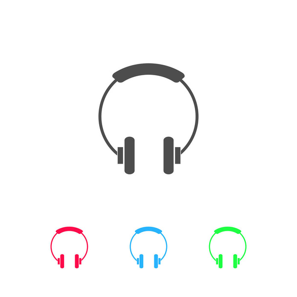 Kulaklık simgesi düz. Beyaz arkaplanda renkli resim. Vektör illüstrasyon sembolü ve bonus simgeleri - Vektör, Görsel