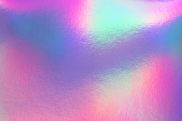 Abstraktní trendy duhové holografické pozadí ve stylu 80. let. Rozmazaná textura ve fialových, růžových a mátově jasných neonových barvách. - Fotografie, Obrázek