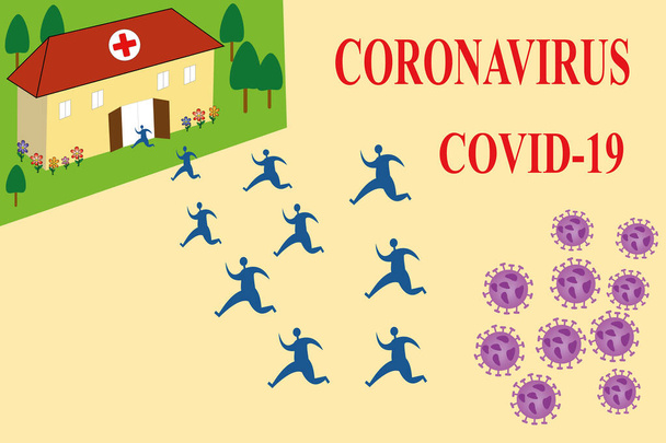 Évasion de l'attaque du coronavirus
 - Vecteur, image