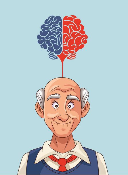 stařec pacient s Alzheimerovou chorobou s mozkem člověka - Vektor, obrázek