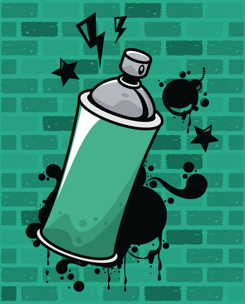 graffiti urban style poster with paint spray bottle - Vector, Image