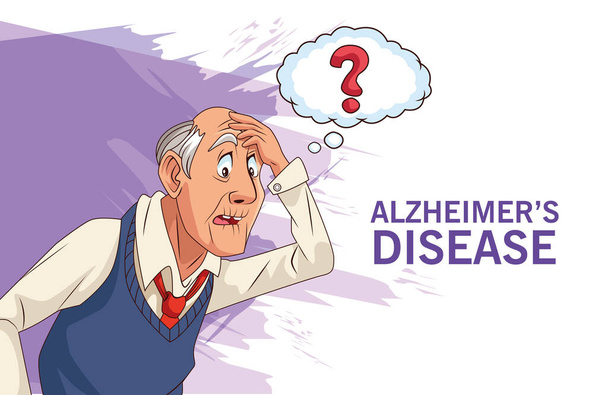 アルツハイマー病の老人は言語バブルを尋ねます - ベクター画像