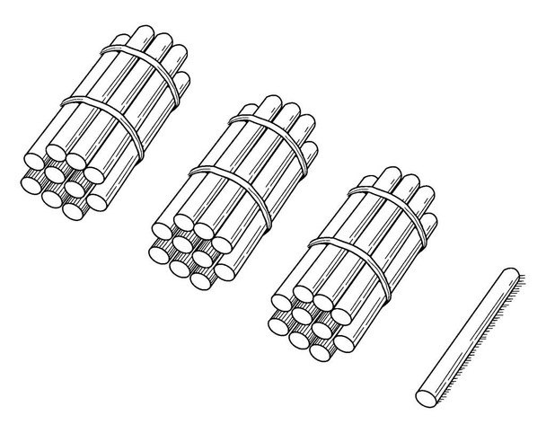 Una representación típica de un paquete de 31 palos agrupados en decenas que se pueden utilizar al enseñar conteo, agrupación y valor de lugar, dibujo de líneas vintage o ilustración de grabado.
. - Vector, Imagen