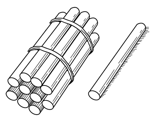 Типичное представление связки из 11 палочек в комплекте в десятки, которые могут быть использованы при учении подсчета, группировки, и место значение, рисунок винтажной линии или гравировки иллюстрации
. - Вектор,изображение