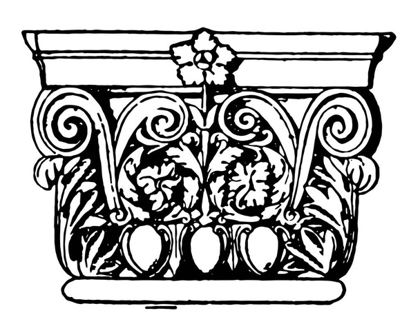 Roman Pilaster Cap, mostrar uma maior variedade de design, arquitetura romana, capitéis de colunas, desenho de linha vintage ou gravura ilustração
. - Vetor, Imagem