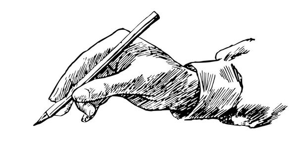Handschrift mit Bleistift in diesem Bild, Vintage-Linienzeichnung oder Gravierillustration. - Vektor, Bild
