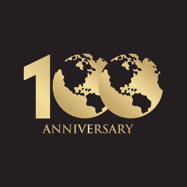 Modelo de vetor de design de logotipo de luxo de emblema de aniversário de 100 anos
 - Vetor, Imagem