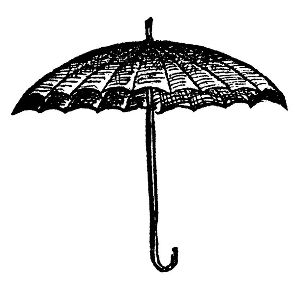 Paraguas es una sombra o pantalla, dibujo de línea vintage o ilustración de grabado
. - Vector, Imagen