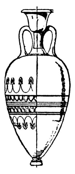 ギリシャ花瓶は、鍵の記号、ビンテージの線描画や彫刻イラストなど古代ギリシャの素敵な考古学的記録の大部分. - ベクター画像