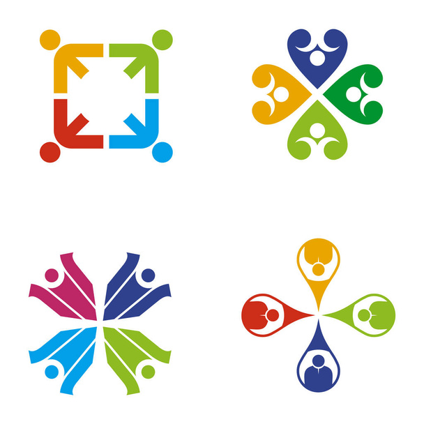 Modelo de vetor de design de logotipo de cuidado comunitário e adoção - Vetor, Imagem