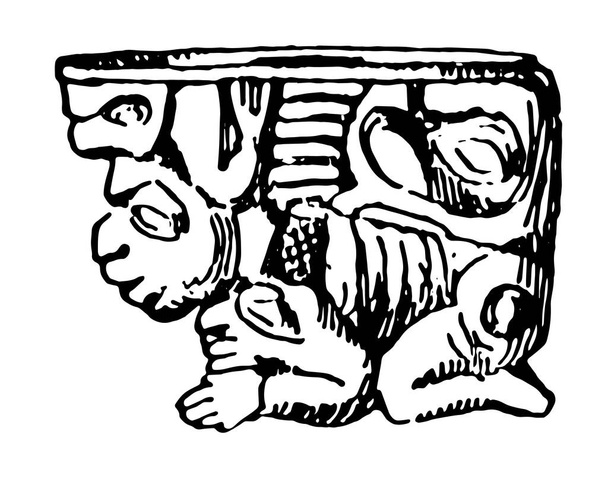 Messicano Pipe Bowl abbozzato nel Museo Americano di Storia Naturale, sono progettati per contenere il bastone farmaco, linea vintage disegno o incisione illustrazione
. - Vettoriali, immagini