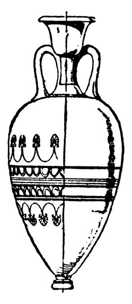 Greek Vase is a tall wine jar with two or three handles, its found on the earthenware in everyday use, so we must trace the development of Greek art through its vestiges on a derivative art, vintage line drawing or engraving illustration. - Vector, Image