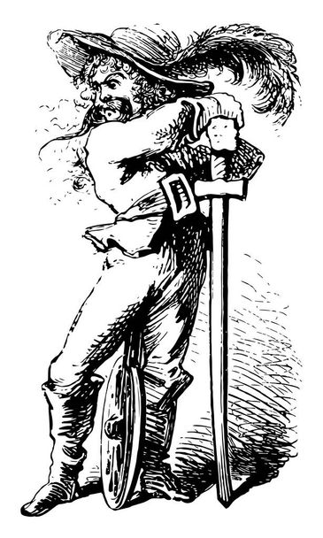 Dolliver rodina, tento obrázek ukazuje muž v brnění šaty a hospodářství meč v rukou, přejdete na příkaz Kreslení čar drcené, vintage nebo gravírování obrázku - Vektor, obrázek