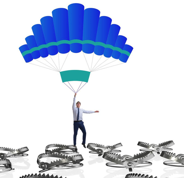 Empresário caindo em armadilha em paraquedas
 - Foto, Imagem