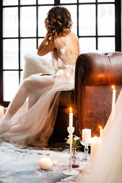 elegant bride indoor, close up - Foto, Imagem