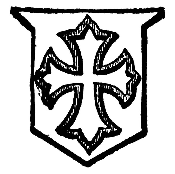 ungültiges Kreuz mit abgeschnittenem Innenteil, Vintage-Linienzeichnung oder Gravierillustration. - Vektor, Bild