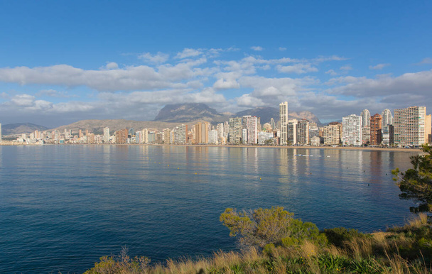 Benidorm seafront on Levante Playa Spanish Costa Blanca with sea and apartment buildings - Photo, Image