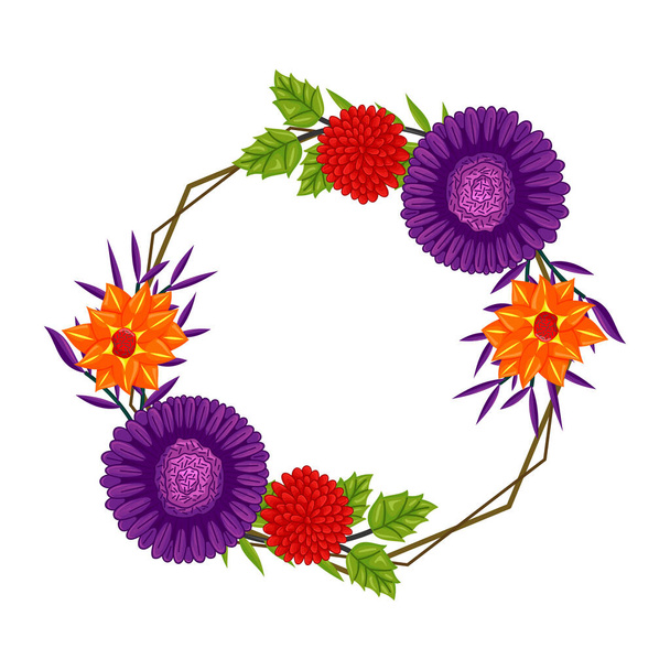 Векторна рамка Квіти Кольори Порожній шаблон Ізольовані
 - Вектор, зображення