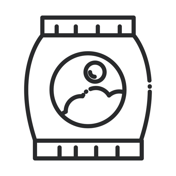 limpieza, paquete de suministro de jabón en polvo línea de higiene doméstica icono de estilo
 - Vector, imagen