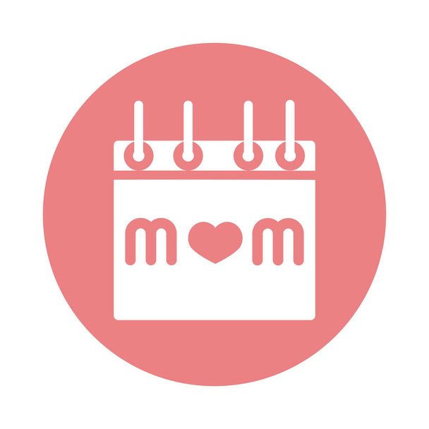 mothers day, calendar reminder date celebration block style icon - Vector, Image