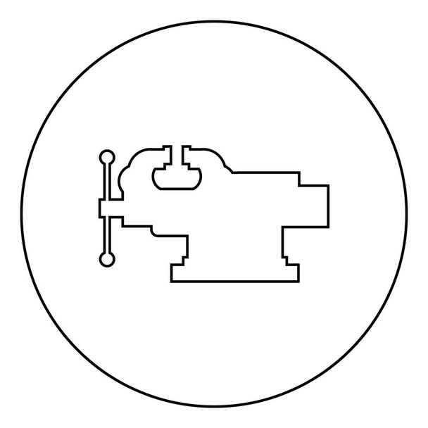 Vice Kieferschraubstock Reparatur Klemmwerkzeug-Symbol im Kreis runde Umrisse schwarze Farbe Vektor Illustration flachen Stil einfaches Bild - Vektor, Bild