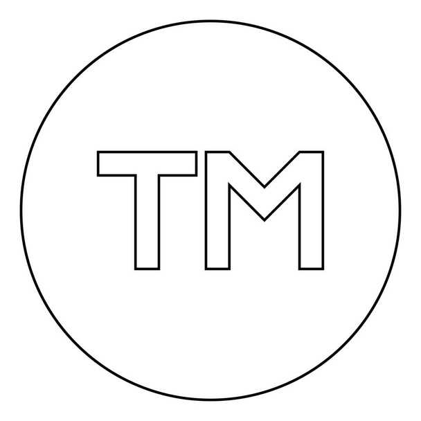 TM harf simgesi simgesi yuvarlak hatlı siyah renk vektörü çizimi düz resim - Vektör, Görsel