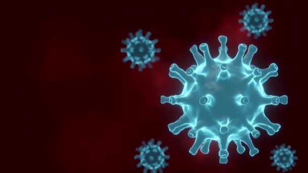 3D-Animation Coronavirus-Zelle im menschlichen Körper. Covid-19-Zelle im Mikroskopbild. Realistische 3D-Darstellung. Virussimulationsmodell bei Atemwegsinfektionen. Konzept der gesunden Pflege. - Filmmaterial, Video