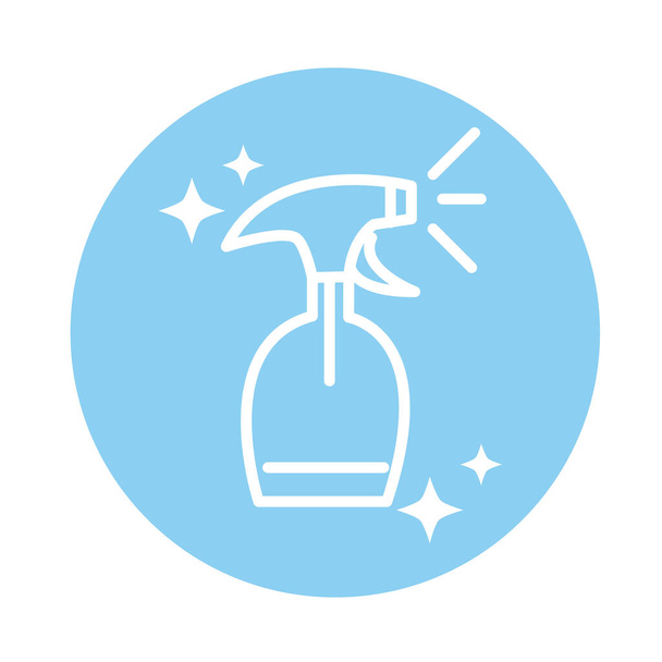 cleaning, spray bottle detergent supply domestic hygiene block color style icon - Vektor, Bild
