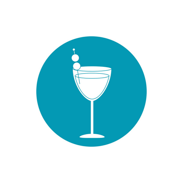 drinks glass cocktail with olives in stick blue block style icon - Wektor, obraz
