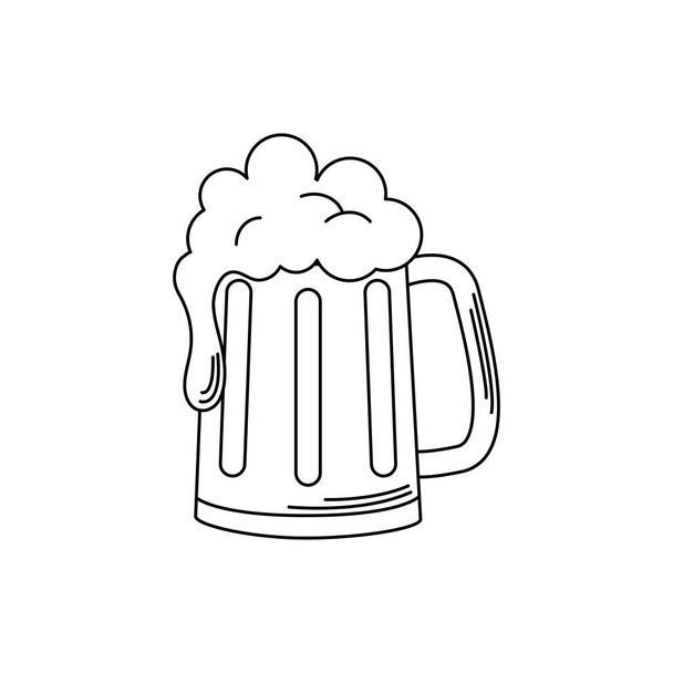 bebidas cerveza taza de vidrio con espuma alcohol línea estilo icono
 - Vector, imagen