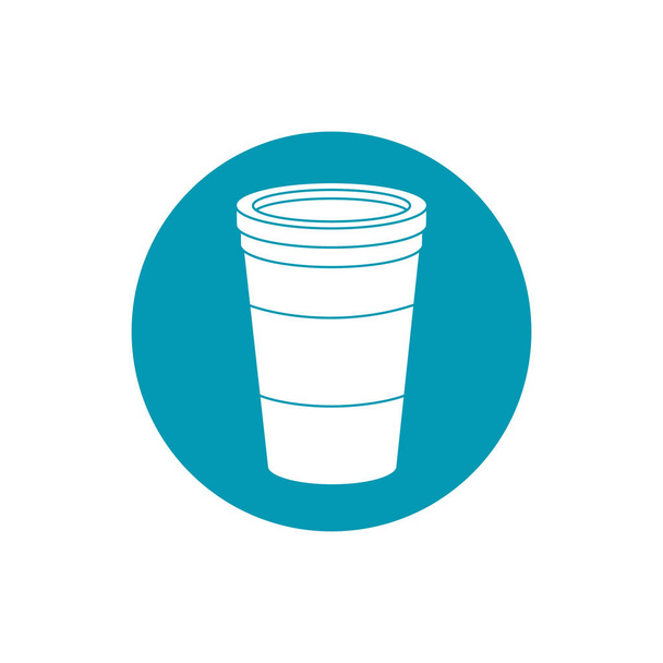 dranken wegwerp papieren beker voor afhaalmaaltijden blauw blok stijl pictogram - Vector, afbeelding