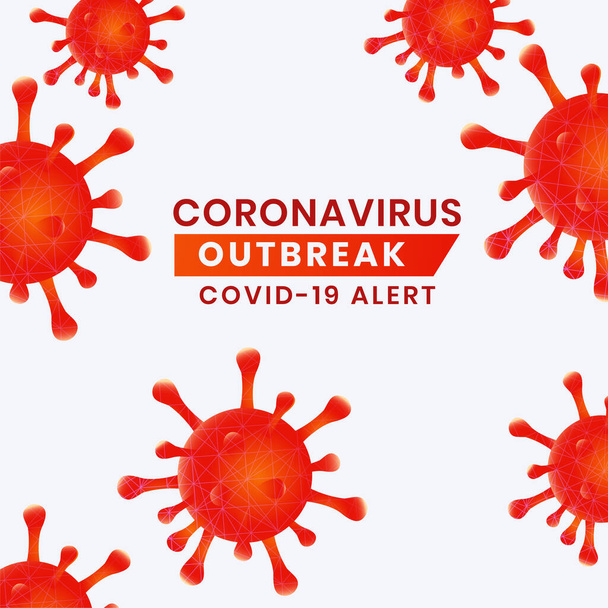 Novel Coronavirus (2019-nCoV). Virus Covid 19-NCP. Coronavirus nCoV denoted is single-stranded RNA virus. 3d red virus cells background danger symbol. - Vector, Image