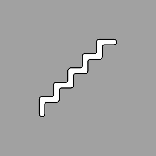 Ilustración vectorial del icono del símbolo de escaleras de línea. Esquemas negros, fondo gris
. - Vector, imagen