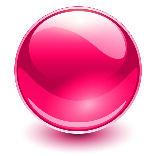 Glass sphere pink, vector shiny ball - Vector, Imagen