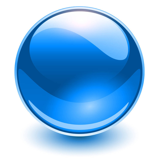 Glass sphere blue, vector shiny ball - Vetor, Imagem