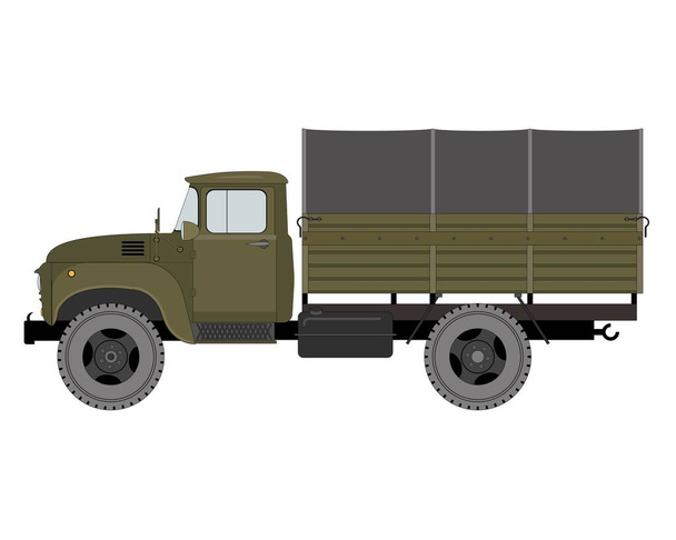 Army truck, illustration isolated, on white background - Vector, imagen