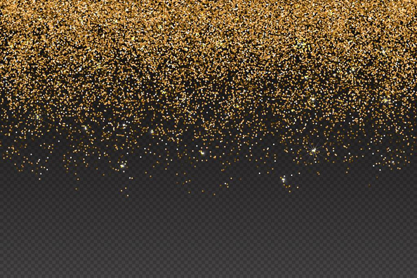 Vector realistic gold glitter particles effect - απομονωμένα λαμπερά κομφετί και glitter αφρώδη υφή. Αστέρι σκόνη σπινθήρες σε έκρηξη σε διαφανές φόντο. - Διάνυσμα, εικόνα
